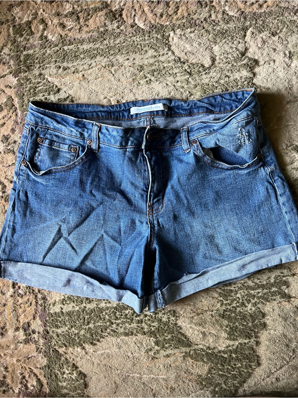 Highway Jeans Rolled-Hem Denim Cotton Blend Shorts - Blue ❤️